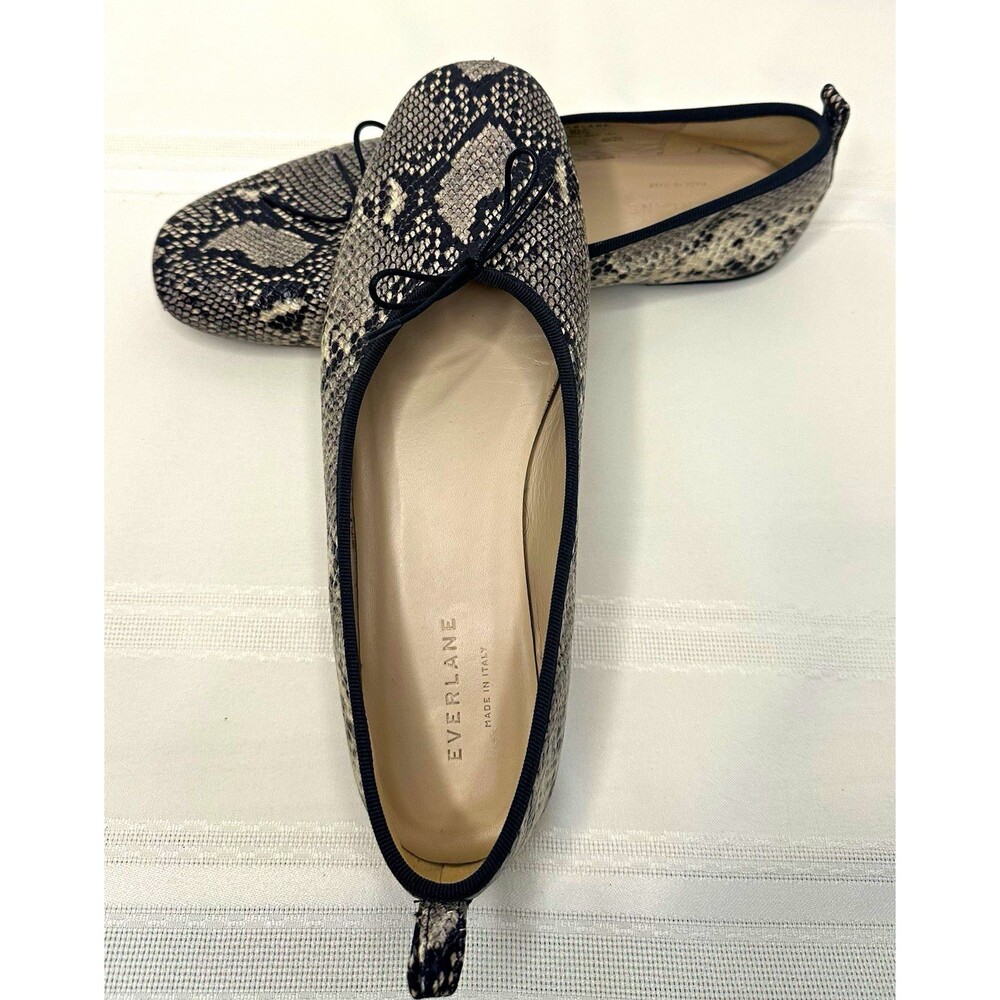 Everlane The Day Ballet Flats Snakeskin Print Leather Slip On Size 10.5 Italy